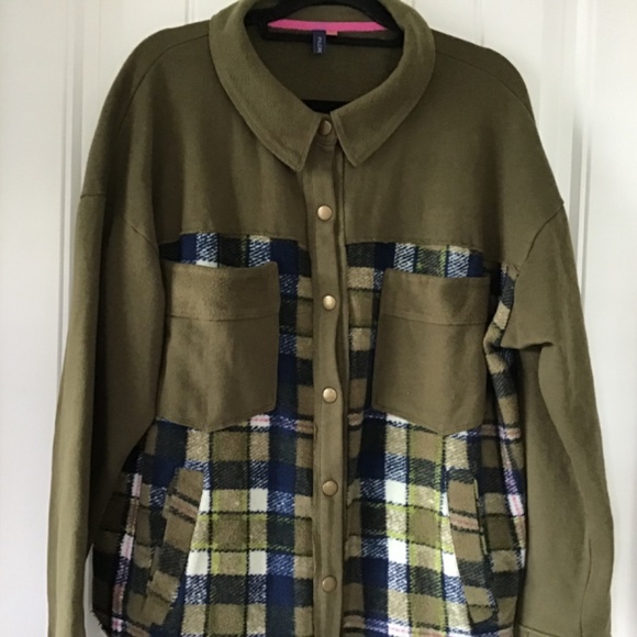 Anthropologie Pilcro Plaid Contrast Shirt Jacket size xl - Picture 4 of 9